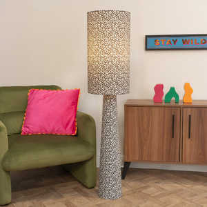 Bertie Leopard Print Fabric Midi Floor Lamp with LED Bulb