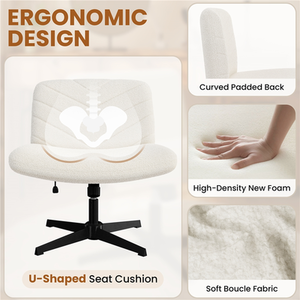 Ivory Yaheetech Swivel Wide-Seat Makeup Chair Desk Chair for Home Office shot 7791993