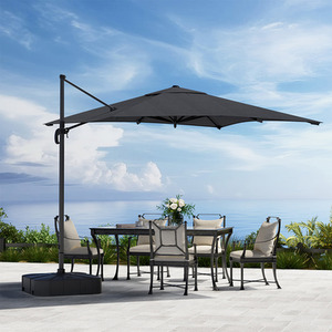 Rotating Square Cantilever Garden Parasol with Fillable Base