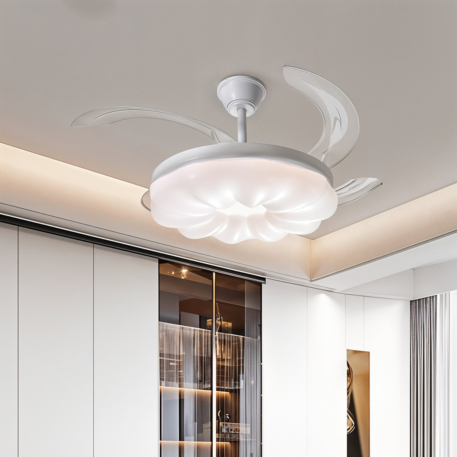 Dimmable Ceiling Fan Light with Remote - White