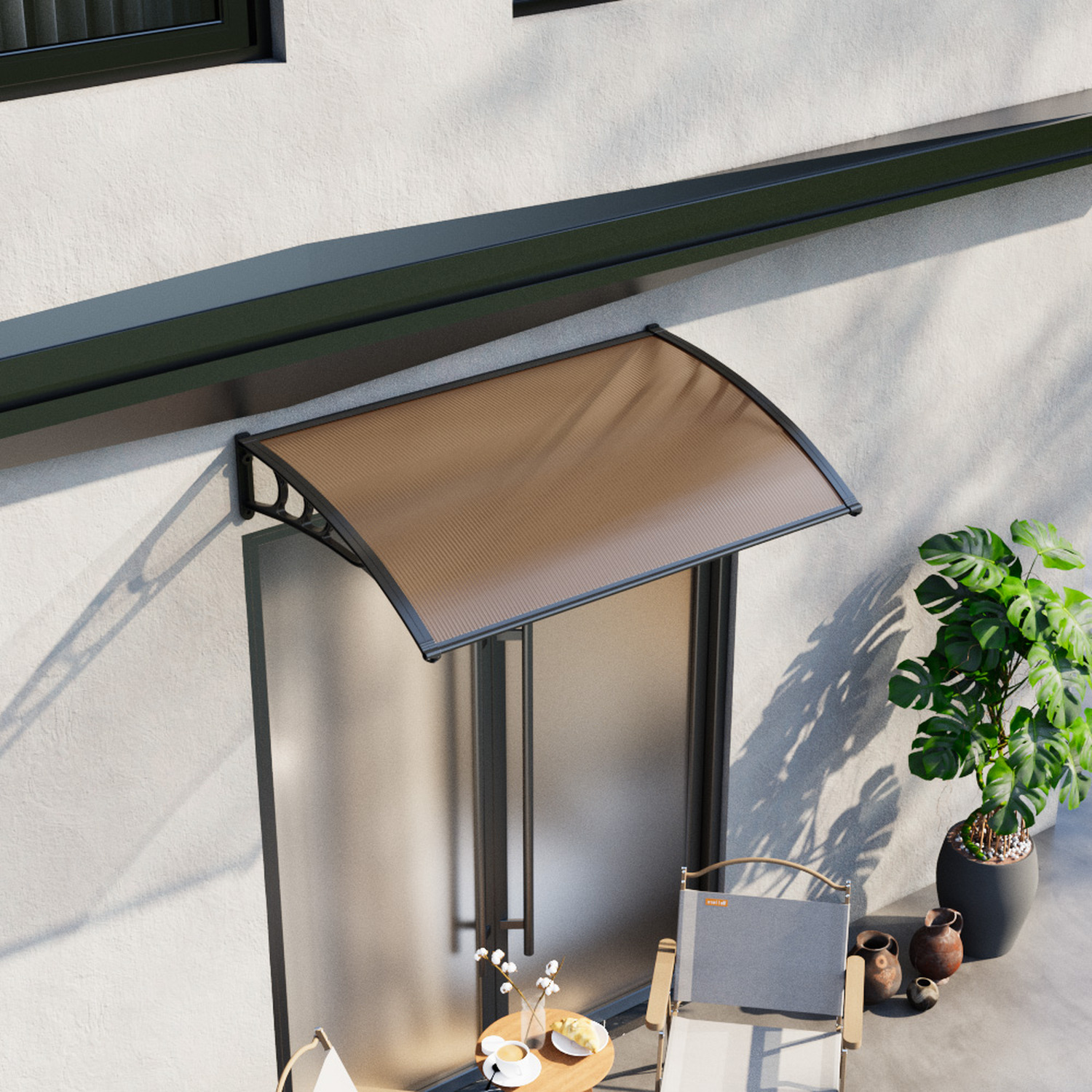 Image of Curved Overdoor Awning Rain Canopy -&hellip;