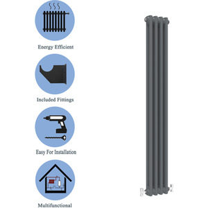 Anthracite / 180cm / 20cm Vertical Traditional Cast Iron Style Radiator 1500-1800mm 2 Column Anthracite shot 8210241