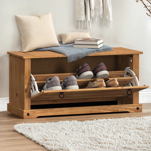 Corona Shoe Rack Bench 1 Shelf Storage Chest Cabinet Solid Pine Mexican Wooden