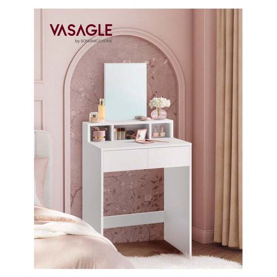 VASAGLE Dressing Table with Mirror with 2 Drawers