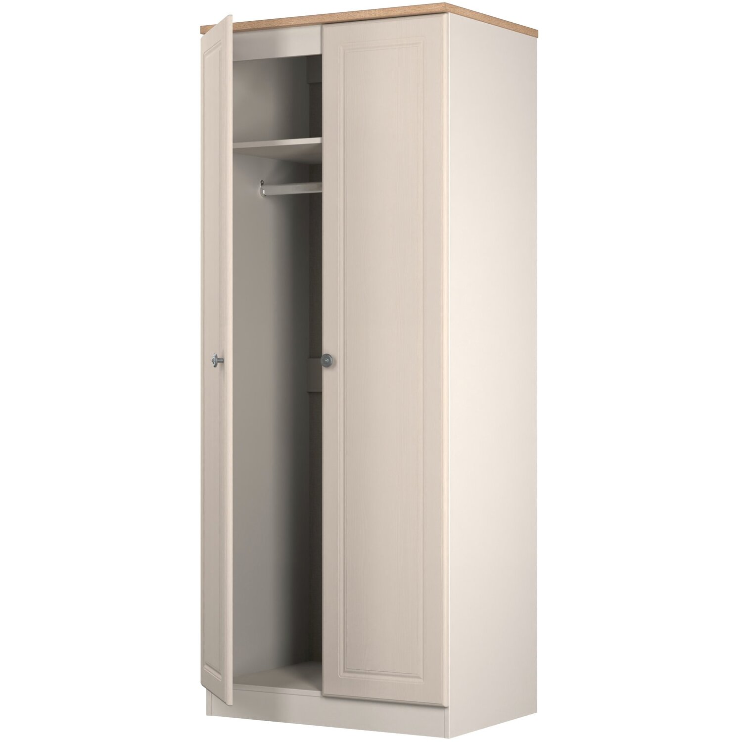 Norfolk Ready Assembled Plain Double Wardrobe - Kashmir Ash Bardolino Oak