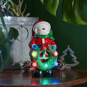 Light up Frosty Snowman Christmas Hand Painted Decoration with LEDs