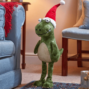Green Plush Santa-Saurus Dino Decoration