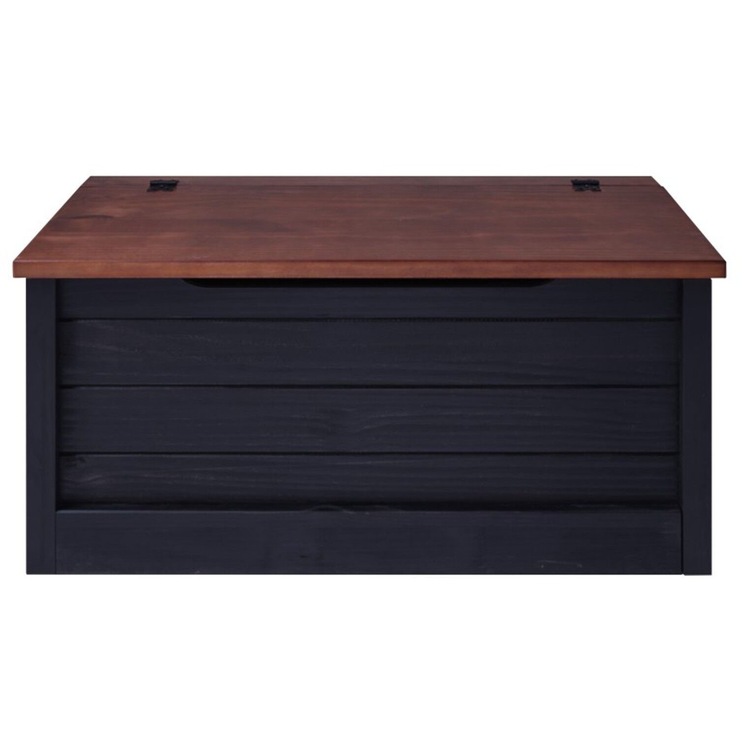 Cottage Blanket Box Ottoman Chest Storage Toy Wooden Solid Wood - Black