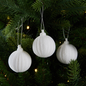 Set of 3 Flocked Baubles