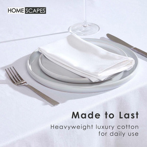White Plain Cotton Round Tablecloth shot 9903430