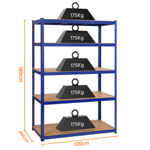 Blue / MDF, Steel Yaheetech 5-Tier Metal Storage Shelf Display Rack shot 9914341
