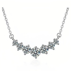 Smile Necklace Shiny Moissanite Zircon Pendant Necklace