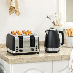 HOMCOM 1.7L Quick Boil Kettle and 4 Slice Toaster Set Crumb Tray