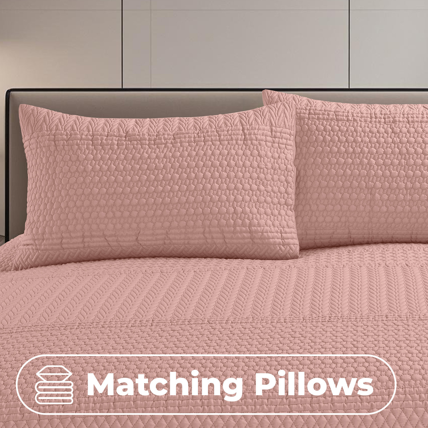 3d Embossed Allover Pattern Duvet Set - Pink Superking