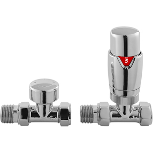 Luxury Straight Thermostatic Radiator Valves Sold in Pairs Chrome