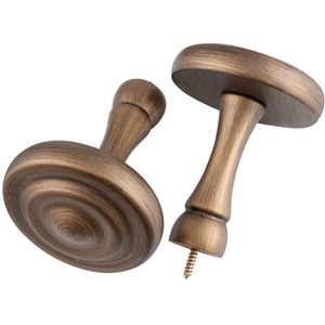 Antique Gold / 14cm A.Unique Home Ribbed Wooden Curtain Pole with Rings and Fittings (35mm) shot 10847991