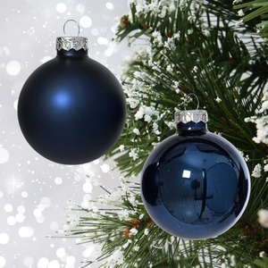 10 Night Blue Glass Baubles Christmas Tree Decorations Round Tree 6cm