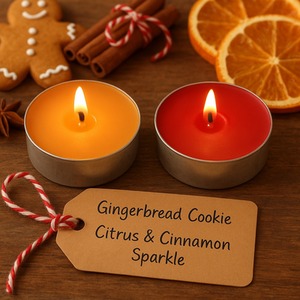 24 Christmas Scented Tealights Gingerbread Citrus Cinnamon 3H Burn