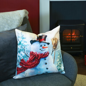 Christmas Themed Cushion Snowman With Brush
