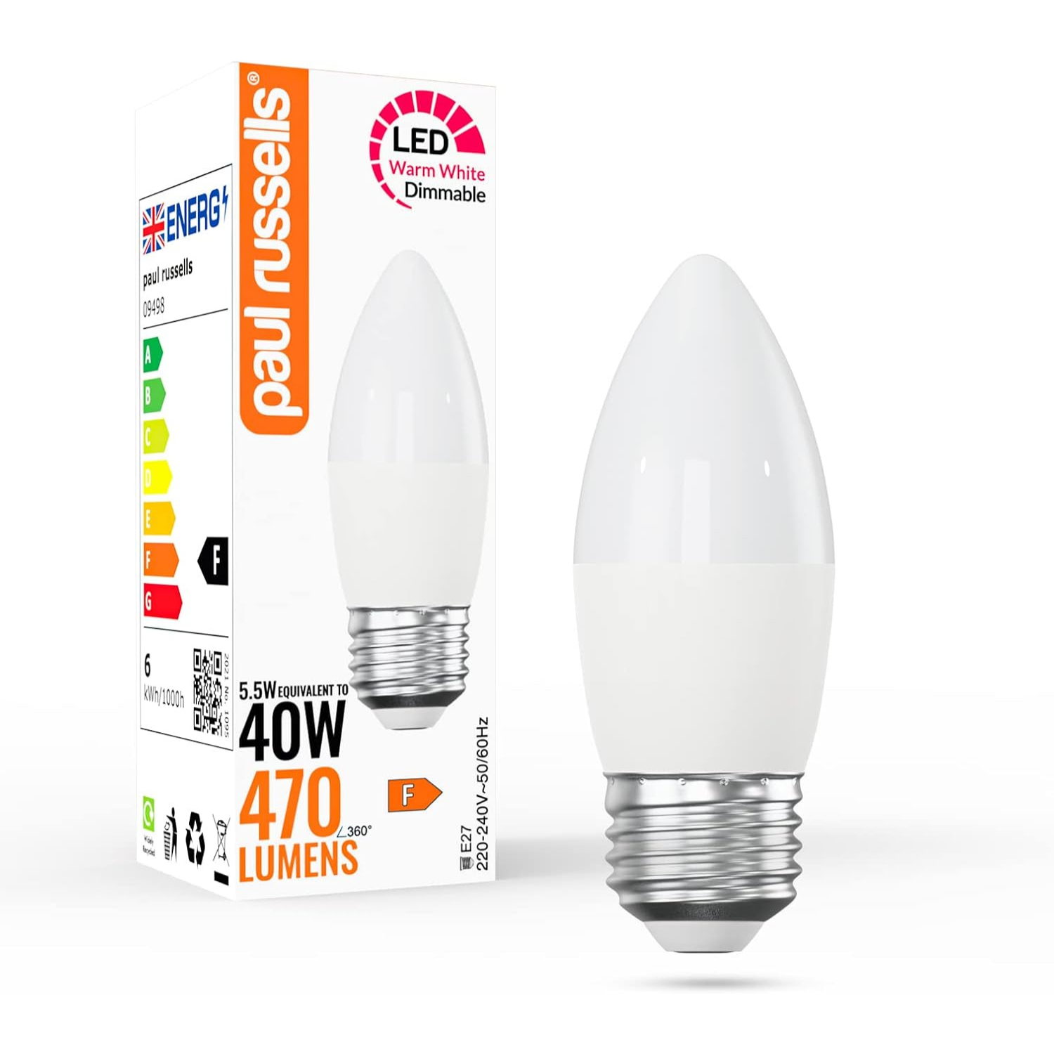 Image of 5.5W LED Can, Dimmable,E27, 470lm, 2700K&hellip;