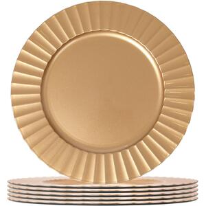 Round Charger Plates - 33cm - Flute Design - Pack of 6