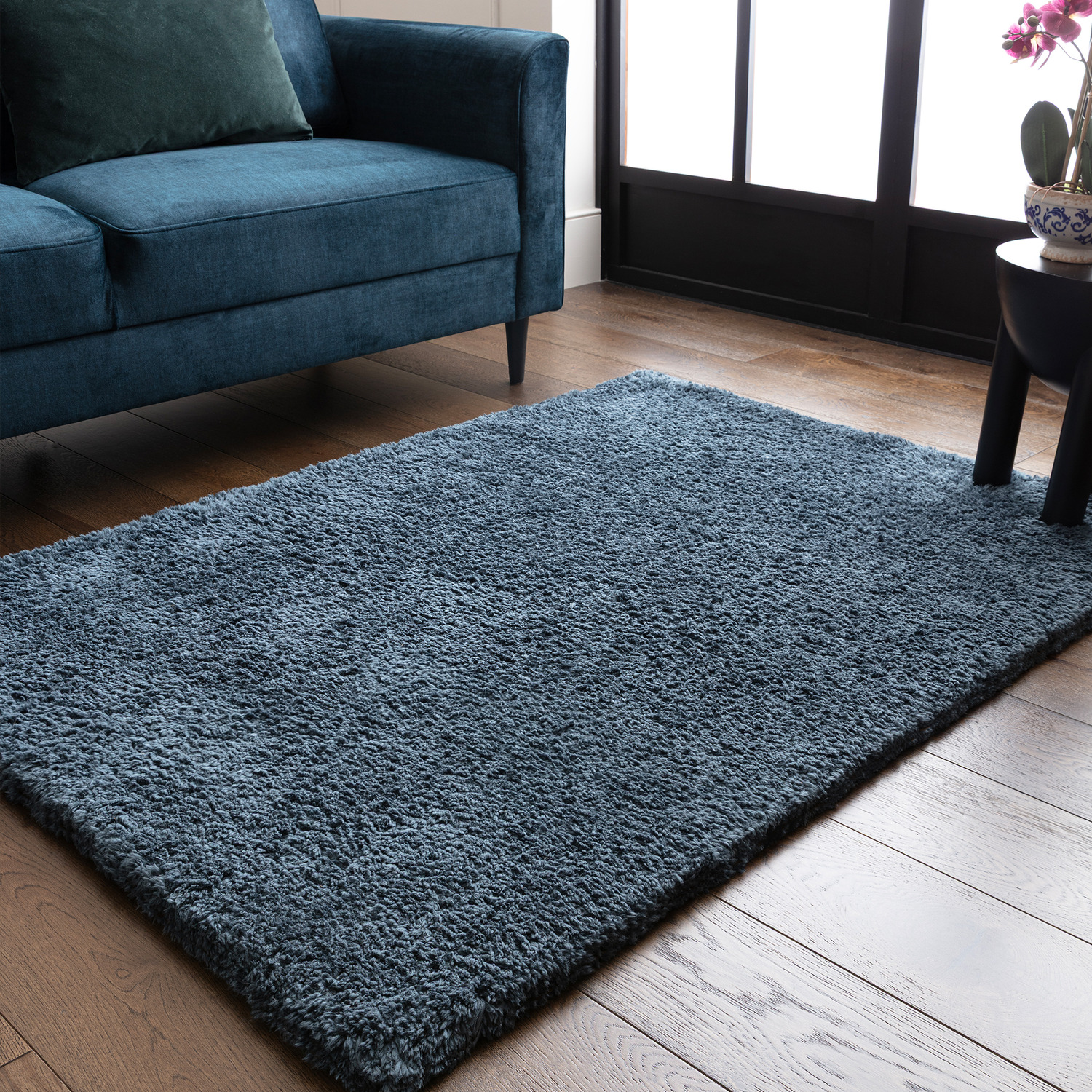 Opulence Petrol Luxury Soft Shaggy Rug - Petrol / 230cm