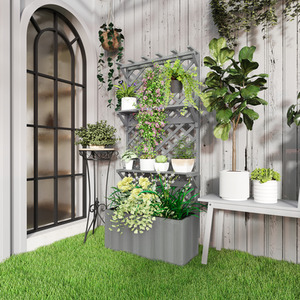 Outsunny 52L Wooden Planter with Trellis