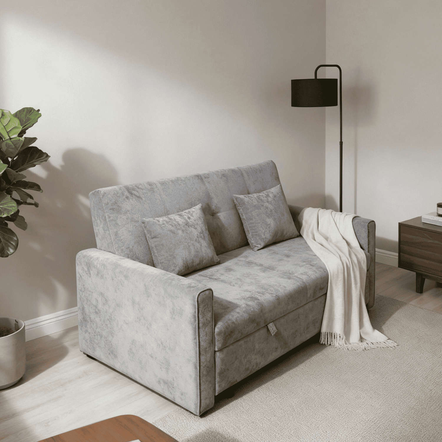 Home Source Charleston 2 Seater Velvet Sofa Bed
