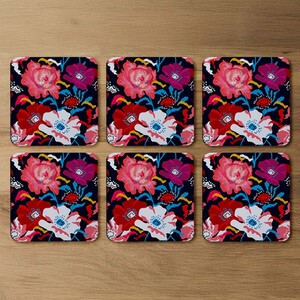 Bright Flowers On Dark Coaster