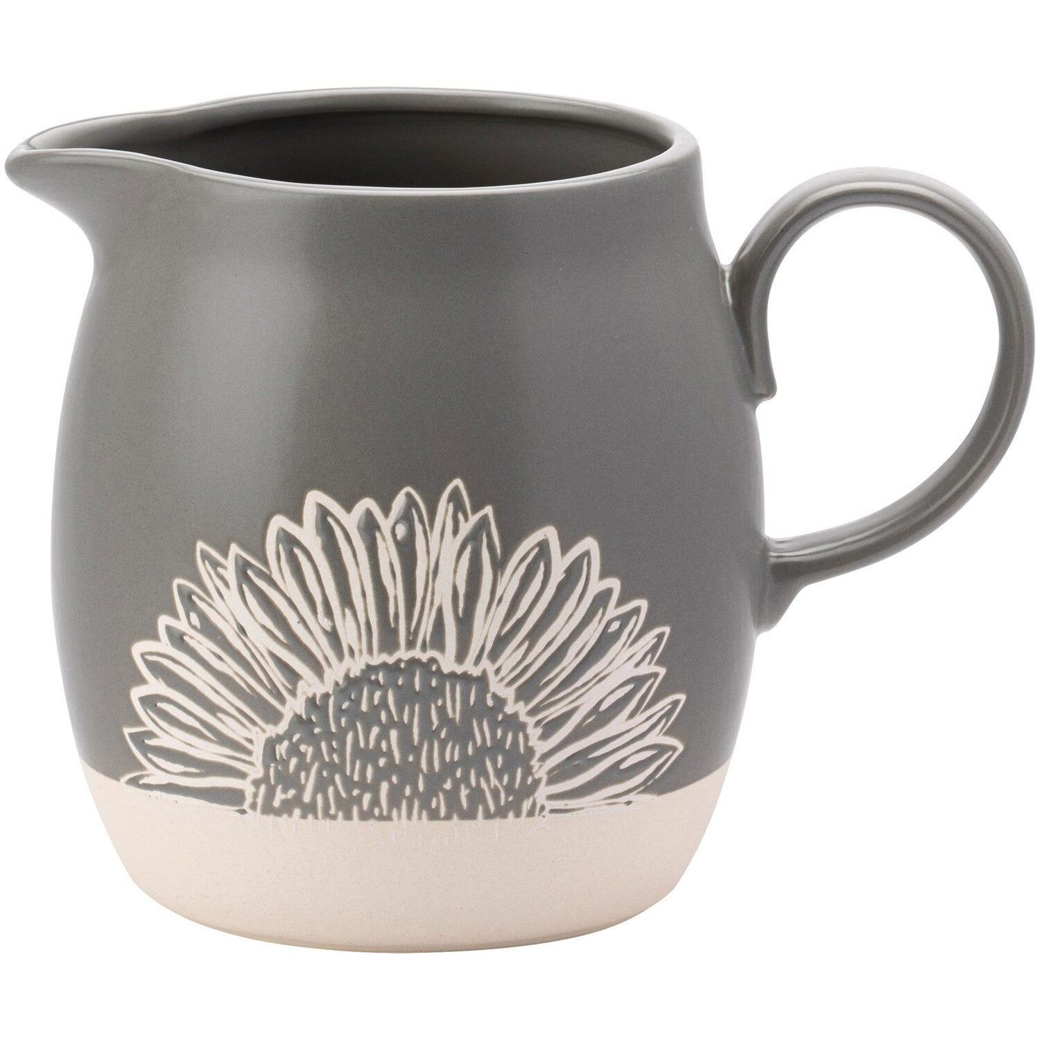 Image of Artisan Flower Pint Jug - Grey