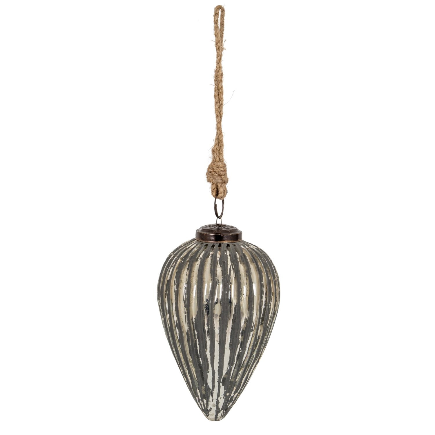Grey Metallic Cone Bauble Modern Luxury Christmas Decor - Grey