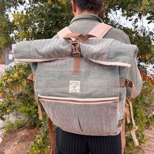 Hemp Trekking Rolling Backpack - Sage Eco-Friendly Travel Bag