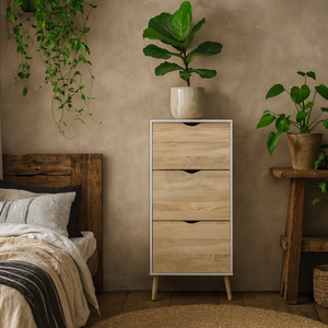 Sapporo Shoe Cabinet - White and Natural Oak, 3 Drawers, Danish-made