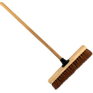 16-Inch Coco Broom with Wooden Handle - Soft Indoor Broom for Home, Kitchen