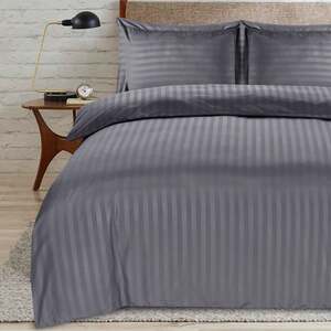 satin stripe single grey duvet