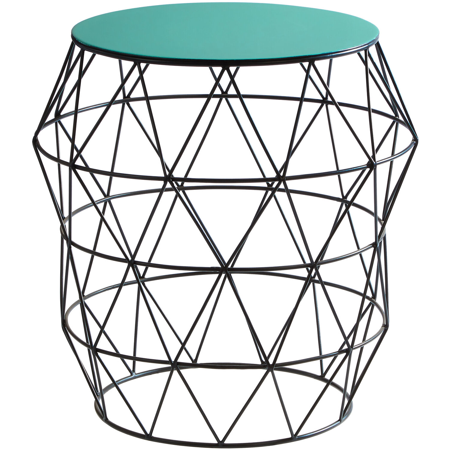 Corina Side Table With Green Enamel Top - Green