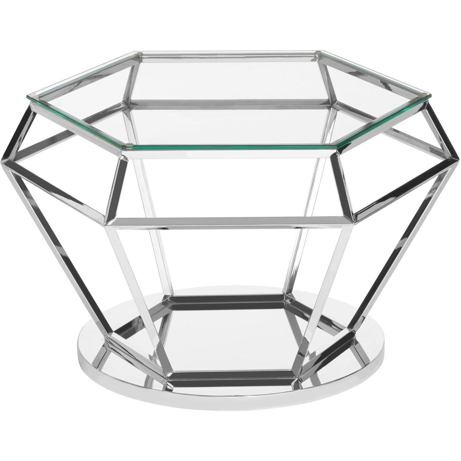Allure Silver Finish Diamond Design End Table - Silver