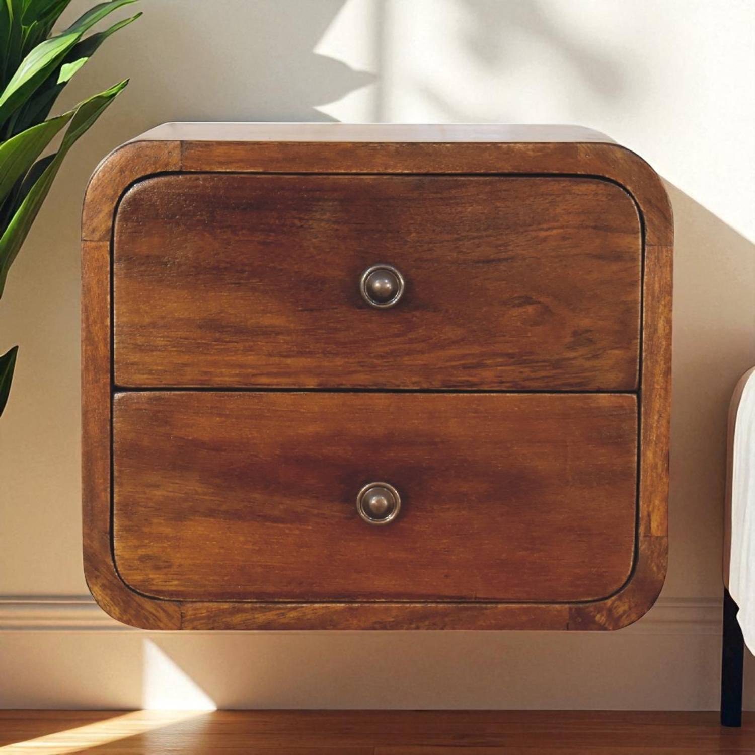 Artisan Furniture Solid Wood Floating Mini Chestnut Bedside - Brown