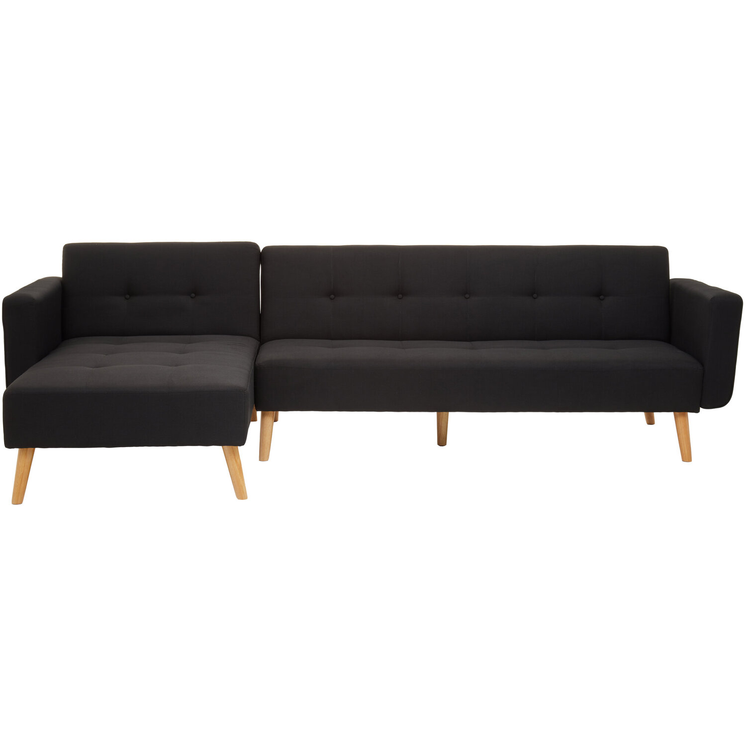 Hansa Hagen Black Linen Corner Sofa Bed - Black