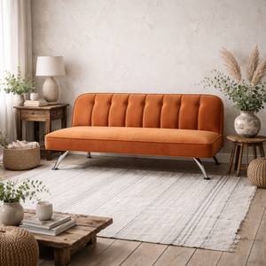 Malahide Tufted Orange Velvet Sofa Bed