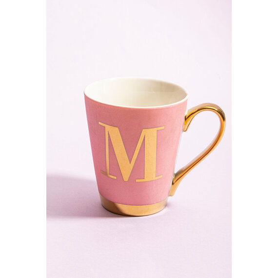 Frosted Deco Pink Monogram Mug, M