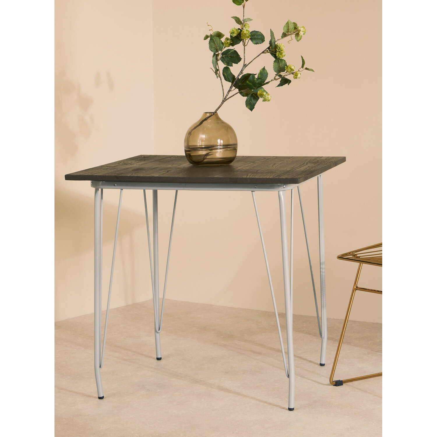District Grey Metal And Elm Wood Dining Table - Grey