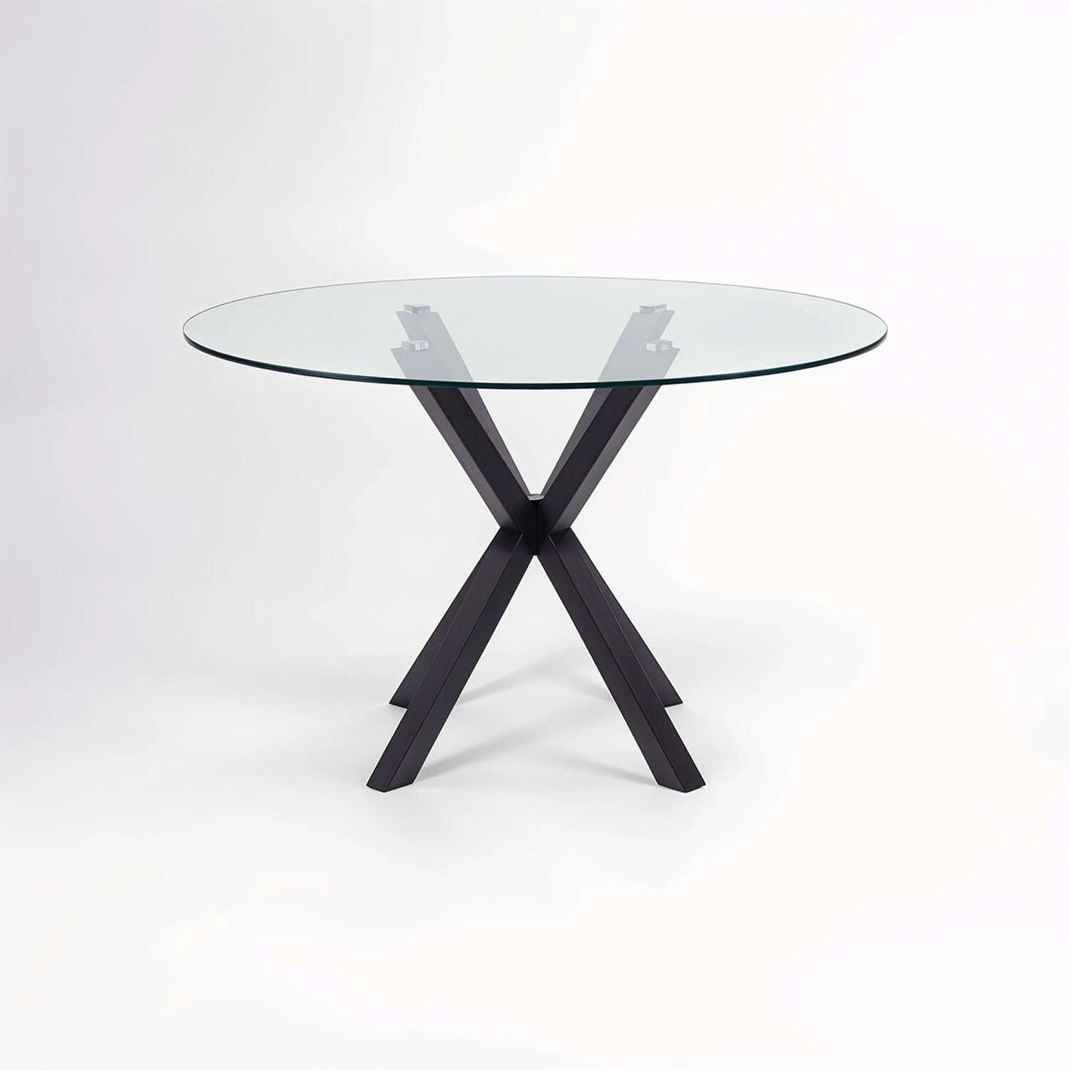 Interiors By Premier Salford Round Dining Table With Black Metal Legs - Black