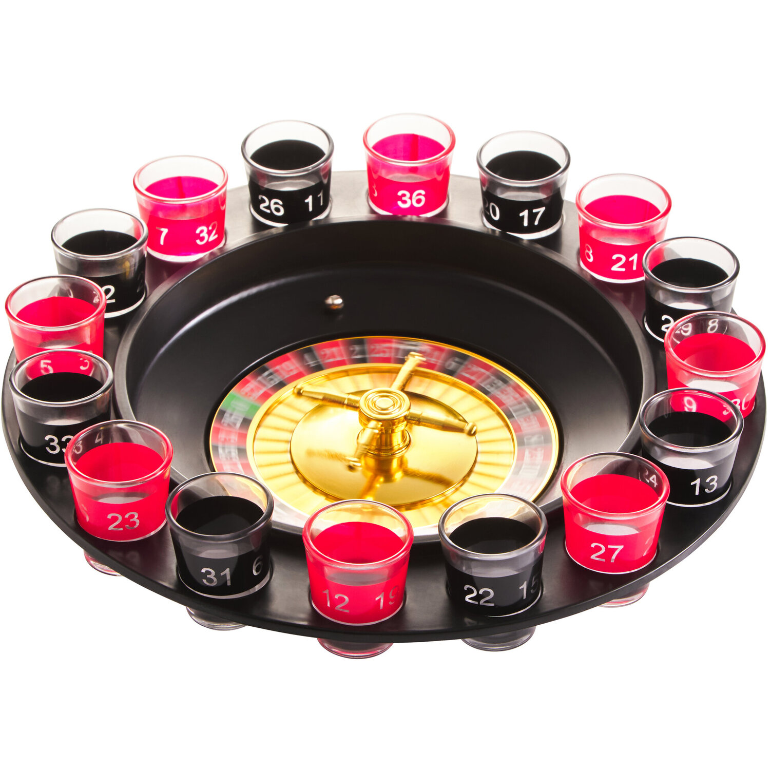 Roulette 16 Shot Glasses Drinking Game - Multicolour