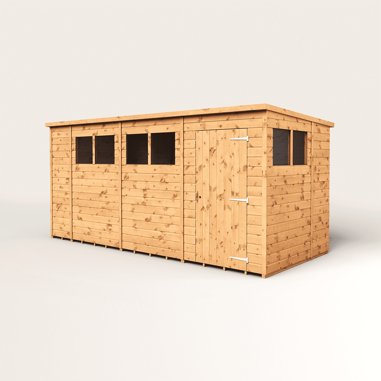 Empire 14x6 Modular Pent Garden Shed with a Single Door & Windows - Brown