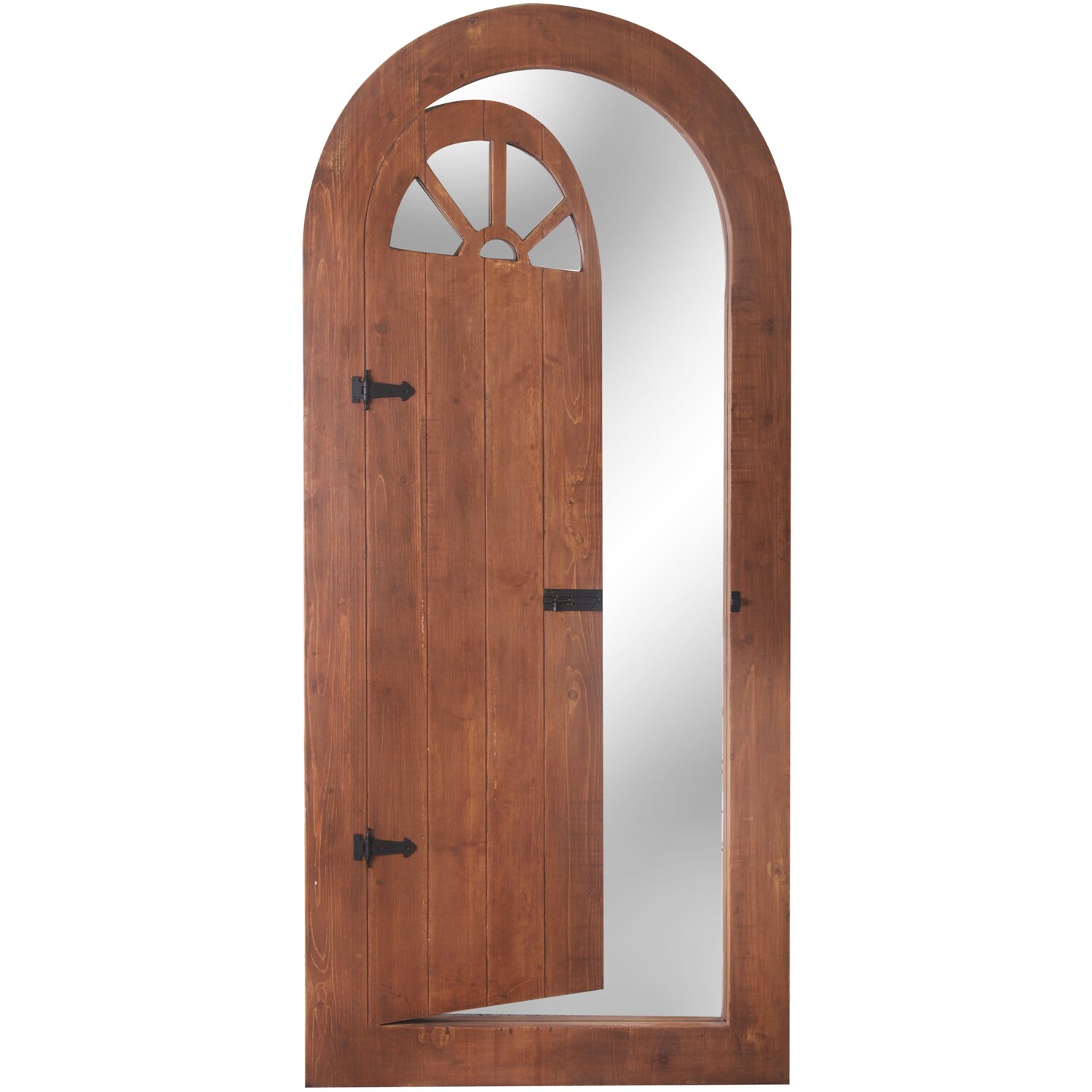 Primrose Glass Illusion Wooden Garden Mirror Gate 6Ft X 2Ft 8In - Brown