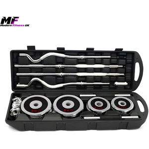 Modern Fitness 55kg Cast Iron Weight Set Chrome Spinlock Home Gym