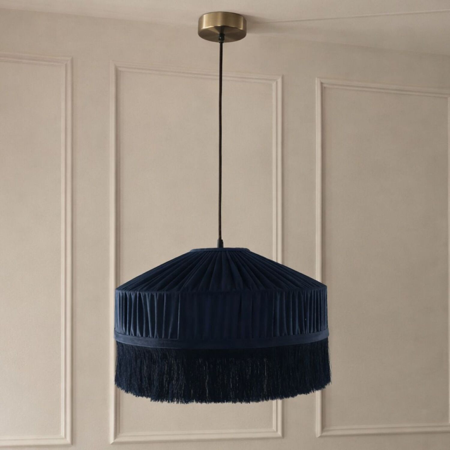 Image of CGC Cream Victoria Velvet Fringe Lampshade&hellip;
