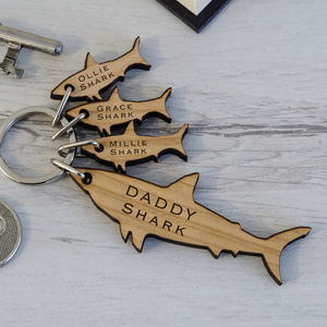 Personalised Shark and Baby Shark Key Ring