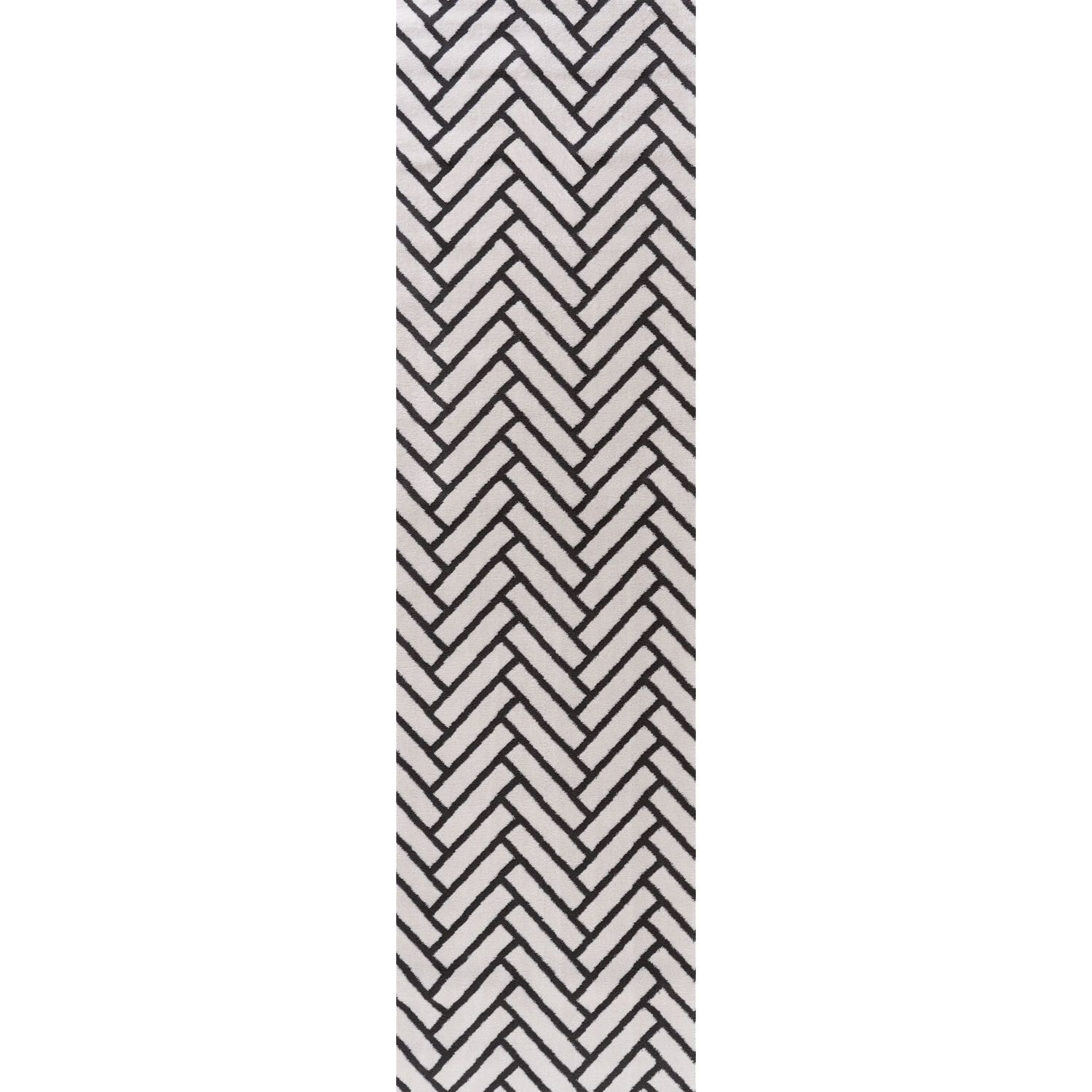 The Rugs Unisex Dark Grey Loft Herringbone Living Room Area Rug And Runners Soft Pile In 80Cm X 300Cm Kids - Image 3